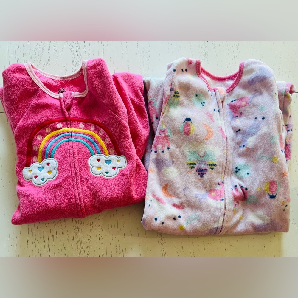 Kids Headquarters, Fleece Footie Pajamas, Pink Rainbow and Unicorn, 3T/4T